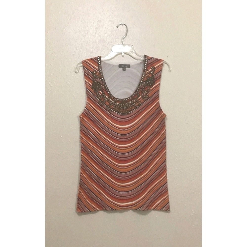 Kenar Women's Bead Embellished Tank Top Sleeveless Colorful Size M